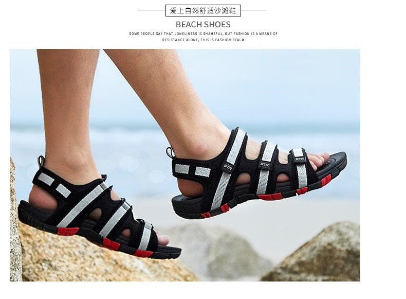 Summer Men Sandals Hook&loop Men's Summer Shoes 2019 Fashion Waterproof Casual Beach Shoes Size:39-44 Black 17