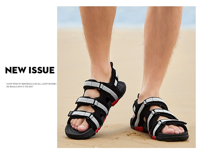 Summer Men Sandals Hook&loop Men's Summer Shoes 2019 Fashion Waterproof Casual Beach Shoes Size:39-44 Black 20