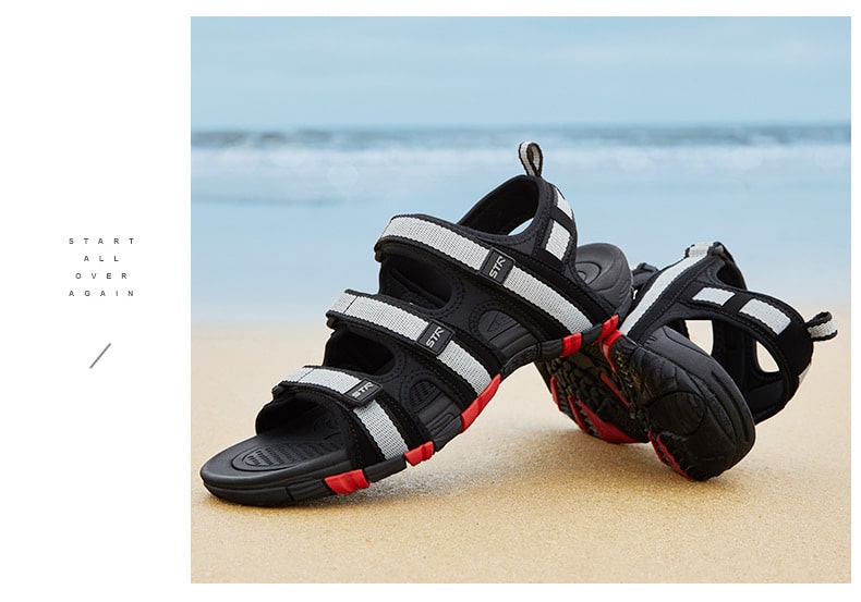 Summer Men Sandals Hook&loop Men's Summer Shoes 2019 Fashion Waterproof Casual Beach Shoes Size:39-44 Black 22