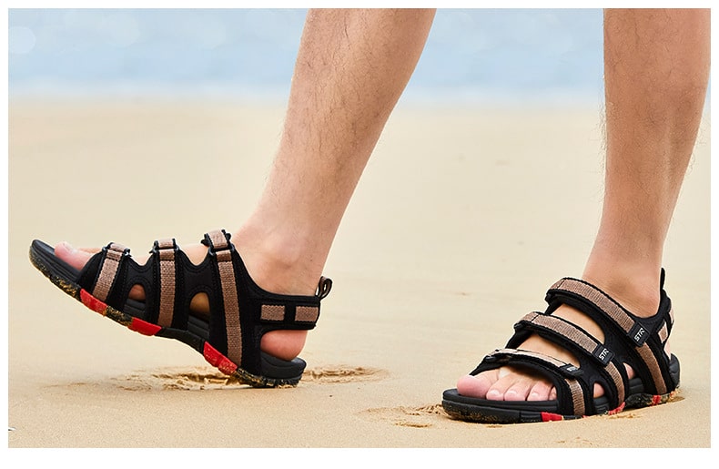 Summer Men Sandals Hook&loop Men's Summer Shoes 2019 Fashion Waterproof Casual Beach Shoes Size:39-44 Black 24