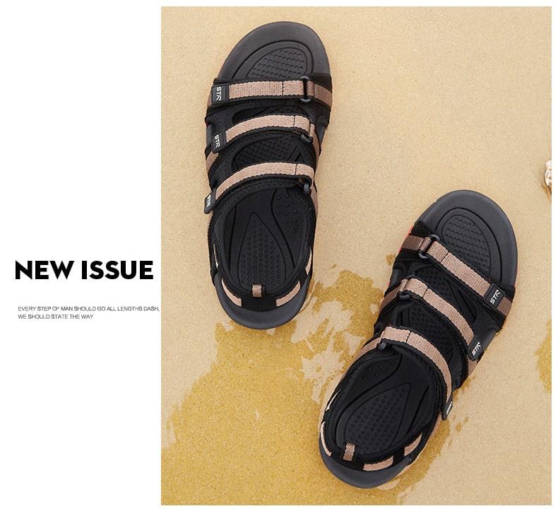 Summer Men Sandals Hook&loop Men's Summer Shoes 2019 Fashion Waterproof Casual Beach Shoes Size:39-44 Black 26