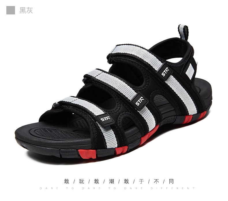 Summer Men Sandals Hook&loop Men's Summer Shoes 2019 Fashion Waterproof Casual Beach Shoes Size:39-44 Black 34