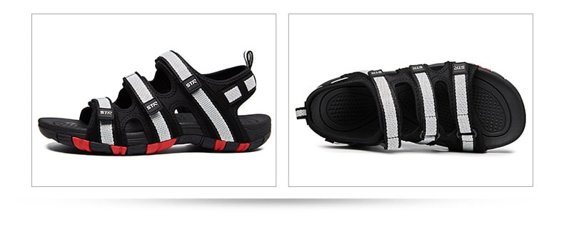 Summer Men Sandals Hook&loop Men's Summer Shoes 2019 Fashion Waterproof Casual Beach Shoes Size:39-44 Black 37