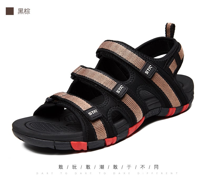 Summer Men Sandals Hook&loop Men's Summer Shoes 2019 Fashion Waterproof Casual Beach Shoes Size:39-44 Black 38