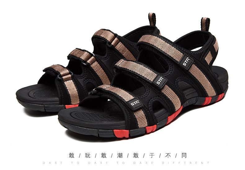 Summer Men Sandals Hook&loop Men's Summer Shoes 2019 Fashion Waterproof Casual Beach Shoes Size:39-44 Black 39