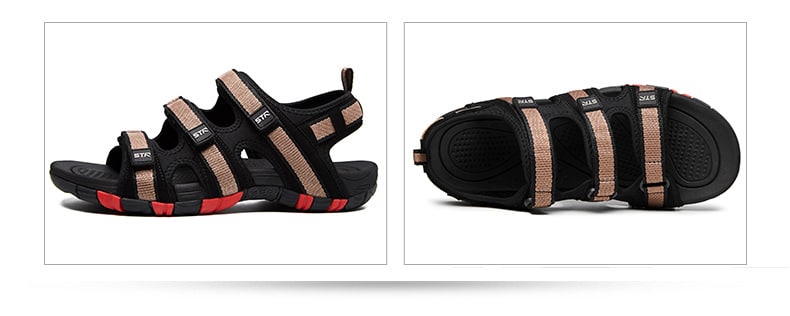 Summer Men Sandals Hook&loop Men's Summer Shoes 2019 Fashion Waterproof Casual Beach Shoes Size:39-44 Black 41