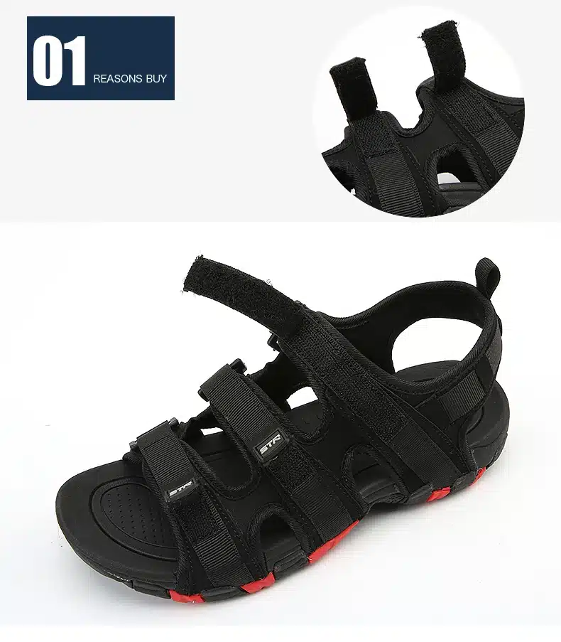 Summer Men Sandals Hook&loop Men's Summer Shoes 2019 Fashion Waterproof Casual Beach Shoes Size:39-44 Black 43