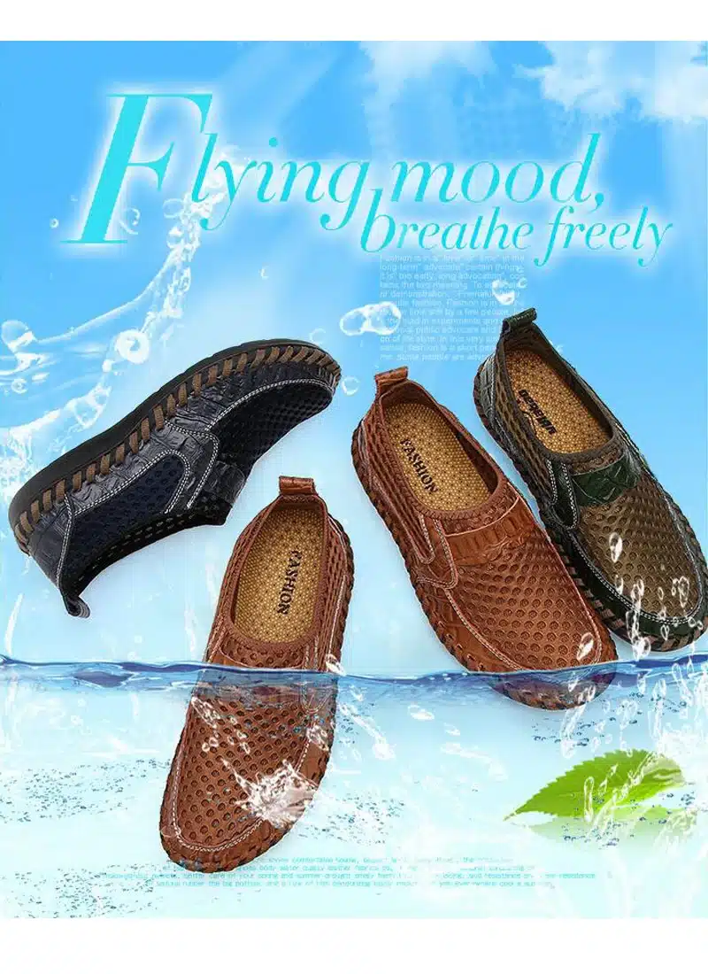 YIGER New Men Net Shoes Genuine Leather Summer Casual Men Sandals Men Loafers shoes Lazy Style Breathable Large Size 38-48 0060 1