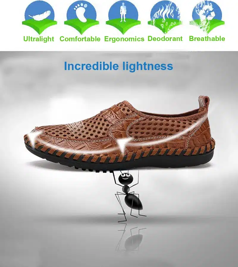 YIGER New Men Net Shoes Genuine Leather Summer Casual Men Sandals Men Loafers shoes Lazy Style Breathable Large Size 38-48 0060 2