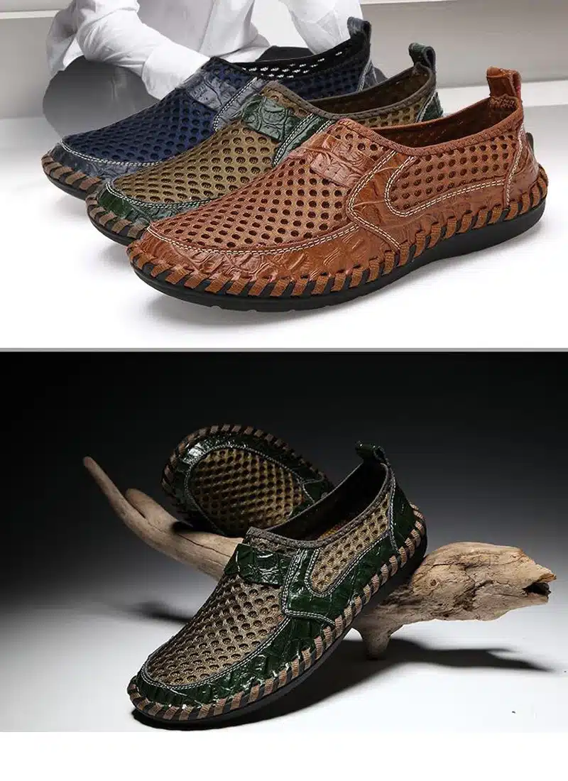 YIGER New Men Net Shoes Genuine Leather Summer Casual Men Sandals Men Loafers shoes Lazy Style Breathable Large Size 38-48 0060 12