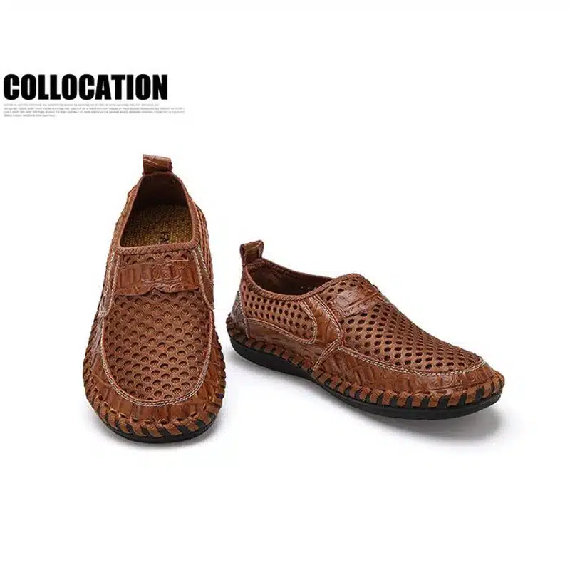 YIGER New Men Net Shoes Genuine Leather Summer Casual Men Sandals Men Loafers shoes Lazy Style Breathable Large Size 38-48 0060 15