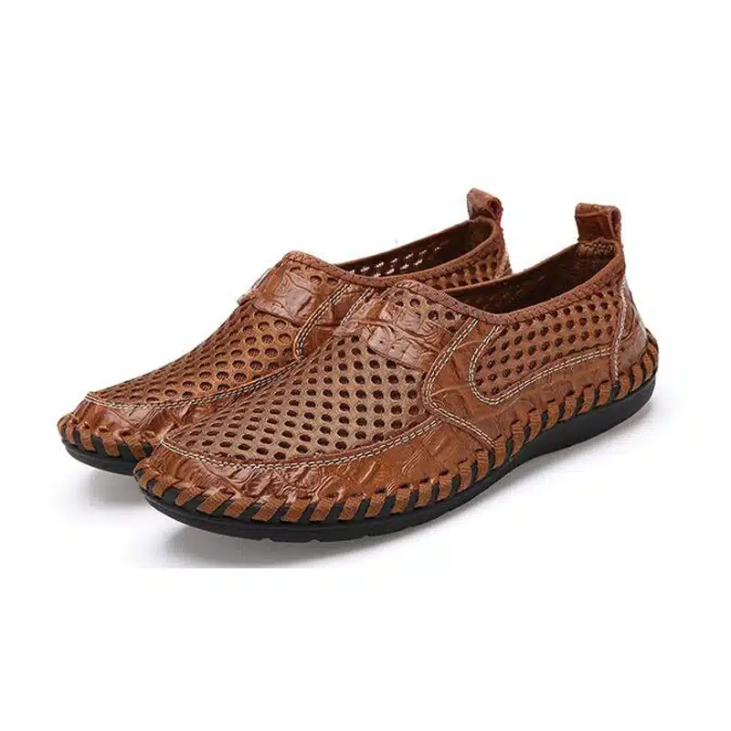 YIGER New Men Net Shoes Genuine Leather Summer Casual Men Sandals Men Loafers shoes Lazy Style Breathable Large Size 38-48 0060 17