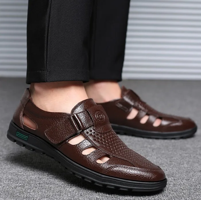 YWEEN Big Size men sandals genuine leather sandals Men outdoor casual shoes Breathable Fisherman Shoes men Beach shoes 27