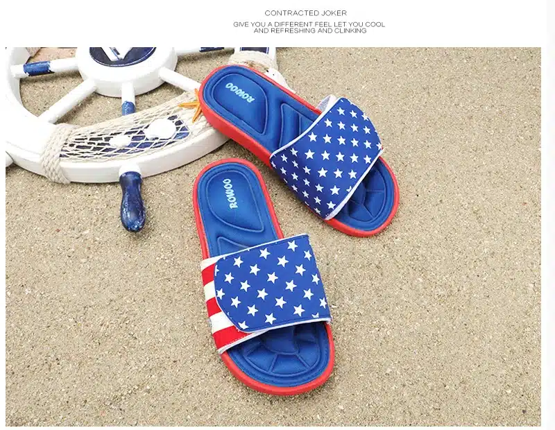 Mens Slippers Breathable Star Striped Memory Foam Indoor Comfortable Flip Flops Beach Sandals Outdoor New Summer Sandals Men 12