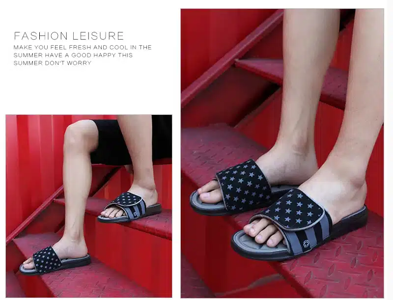 Mens Slippers Breathable Star Striped Memory Foam Indoor Comfortable Flip Flops Beach Sandals Outdoor New Summer Sandals Men 14