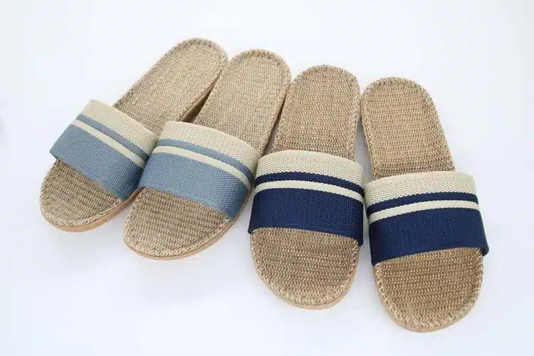 COOLSA New Men Linen Slippers Stripe Hemp Flip Flops Flat Non-slip Sandals Home Slippers Male Casual Indoor Flax Hot Beach Shoes 2