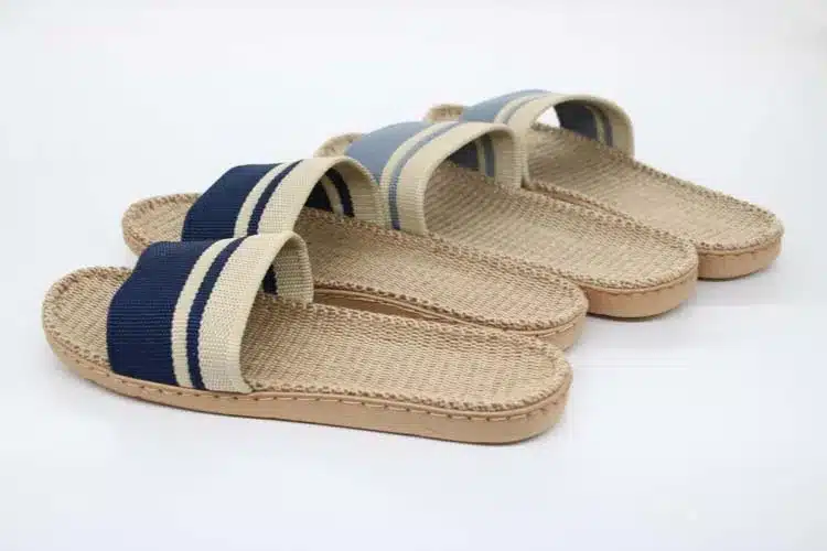 COOLSA New Men Linen Slippers Stripe Hemp Flip Flops Flat Non-slip Sandals Home Slippers Male Casual Indoor Flax Hot Beach Shoes 3