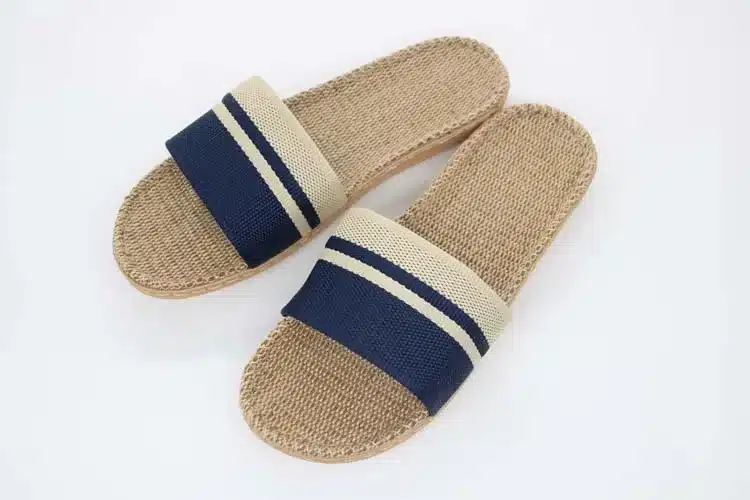 COOLSA New Men Linen Slippers Stripe Hemp Flip Flops Flat Non-slip Sandals Home Slippers Male Casual Indoor Flax Hot Beach Shoes 7