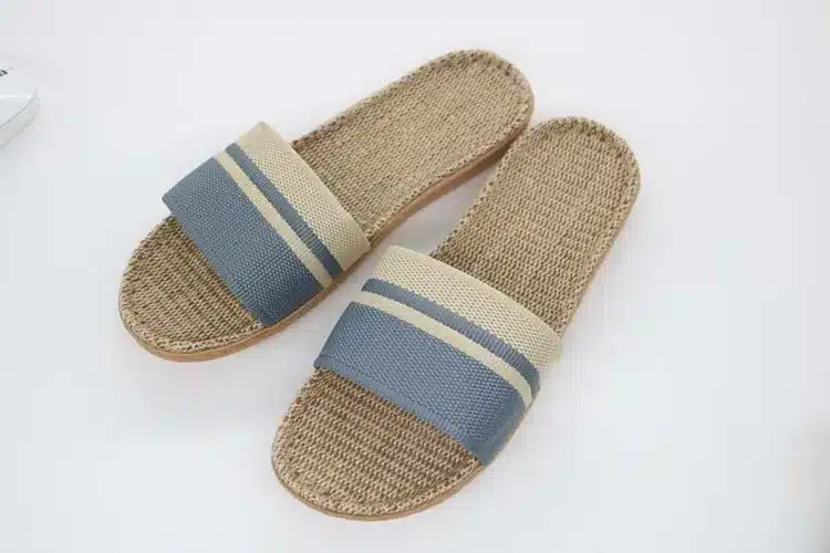 COOLSA New Men Linen Slippers Stripe Hemp Flip Flops Flat Non-slip Sandals Home Slippers Male Casual Indoor Flax Hot Beach Shoes 9