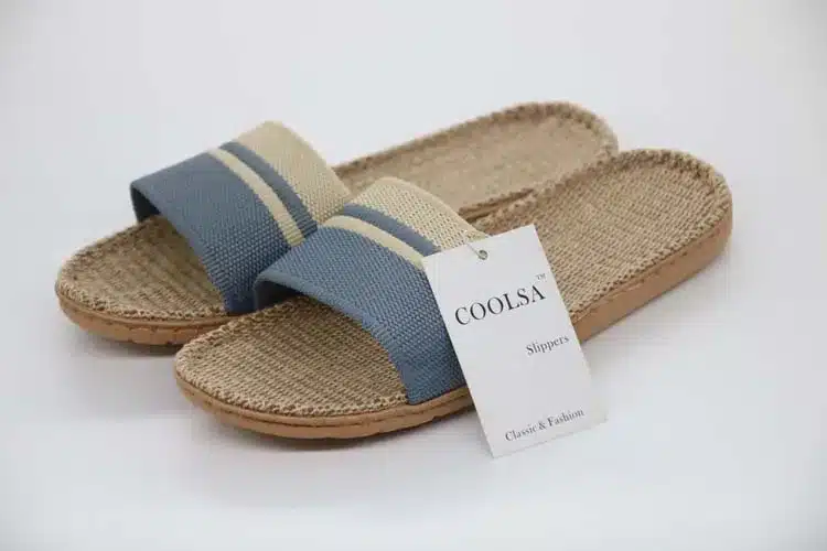 COOLSA New Men Linen Slippers Stripe Hemp Flip Flops Flat Non-slip Sandals Home Slippers Male Casual Indoor Flax Hot Beach Shoes 13