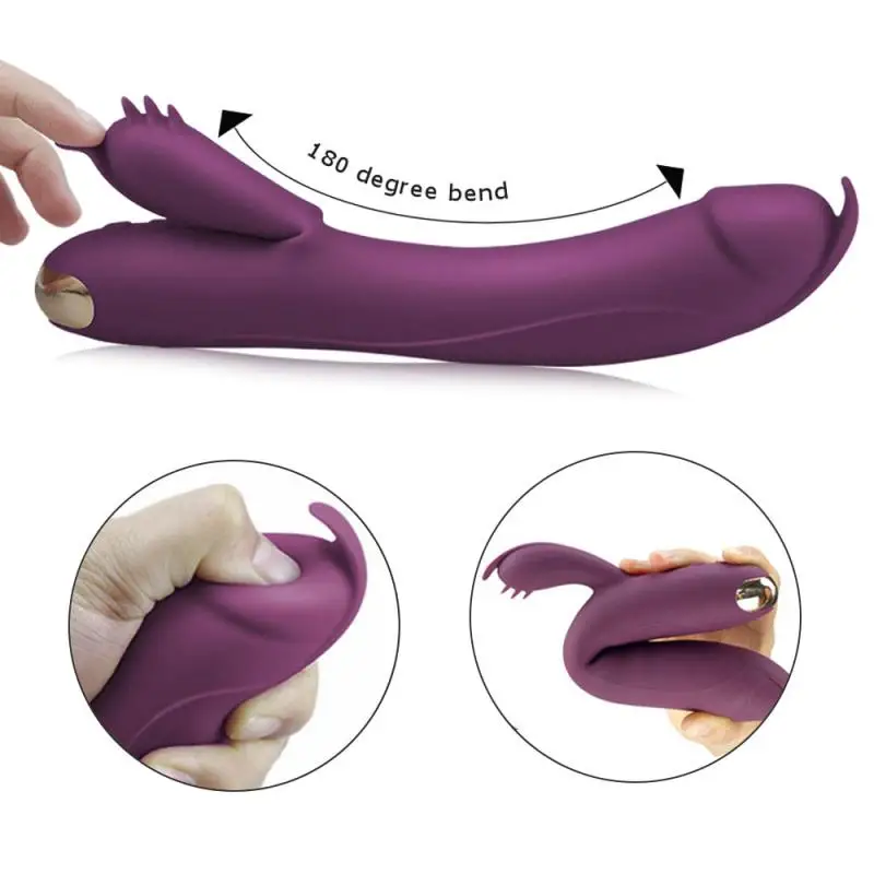 lilla kahe otsaga vibraator, painduv ja ergonoomiline disain