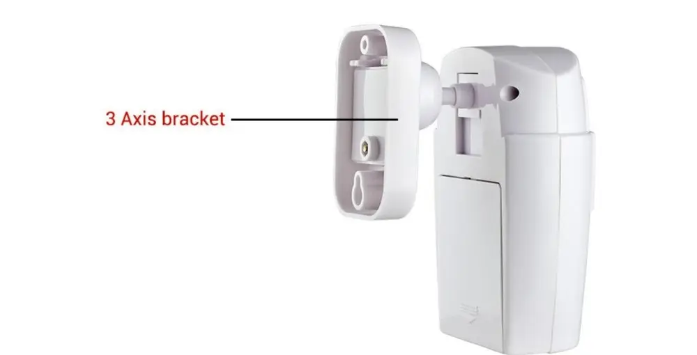 valge juhtmevaba minialarm koos kolme telje kinnitusega
