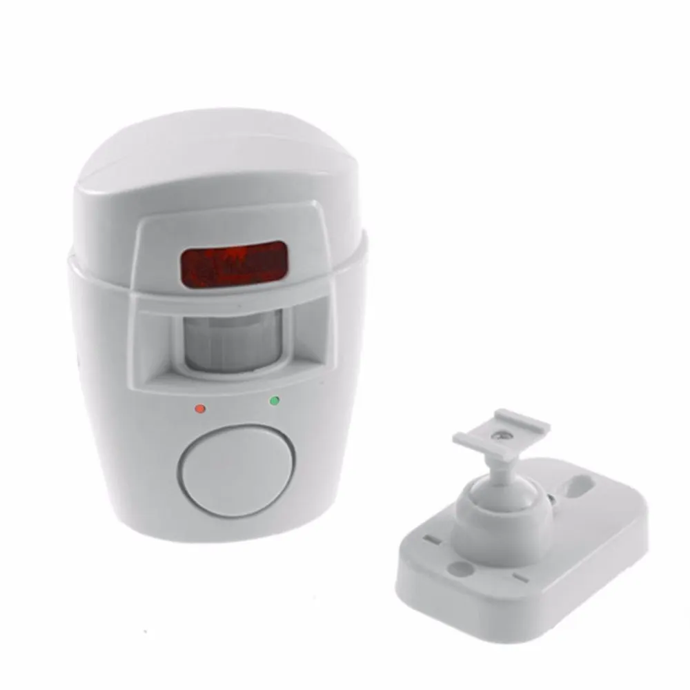 valge juhtmevaba minialarm koos kaugjuhtimispuldiga