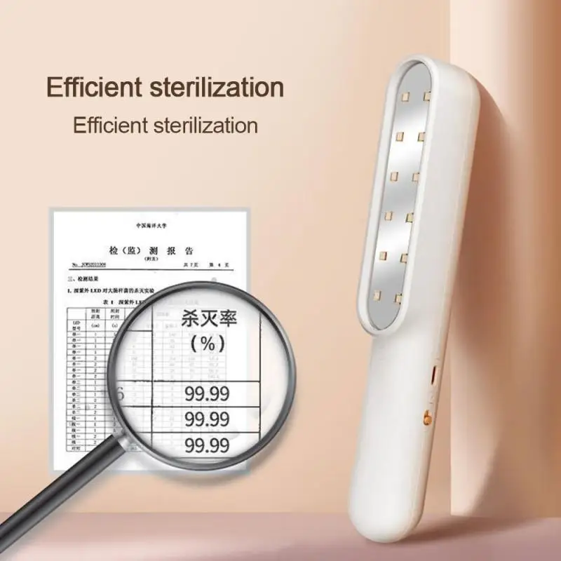 valge kaasaskantav UV steriliseerija, millel on mitu LED-lampi