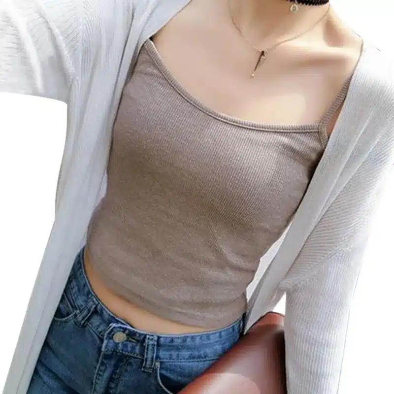 Summer Female Casual Vest Pure Color Knitted Short Camisole Ladies Sleeveless Tank Tops | kujundav pilt e-kaubamaja pildikogust