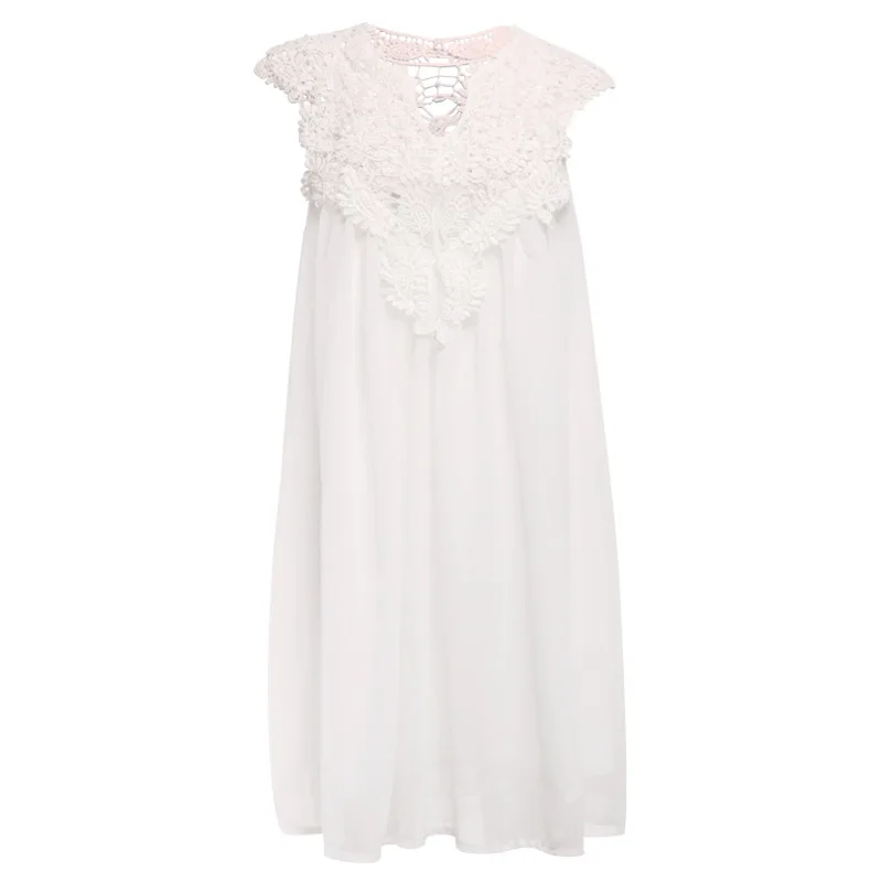 Women's 2019 Bohemia summer dress stitching loose sexy dress Short sleeved chiffon solid lace beach dress women dropshing LD162 11