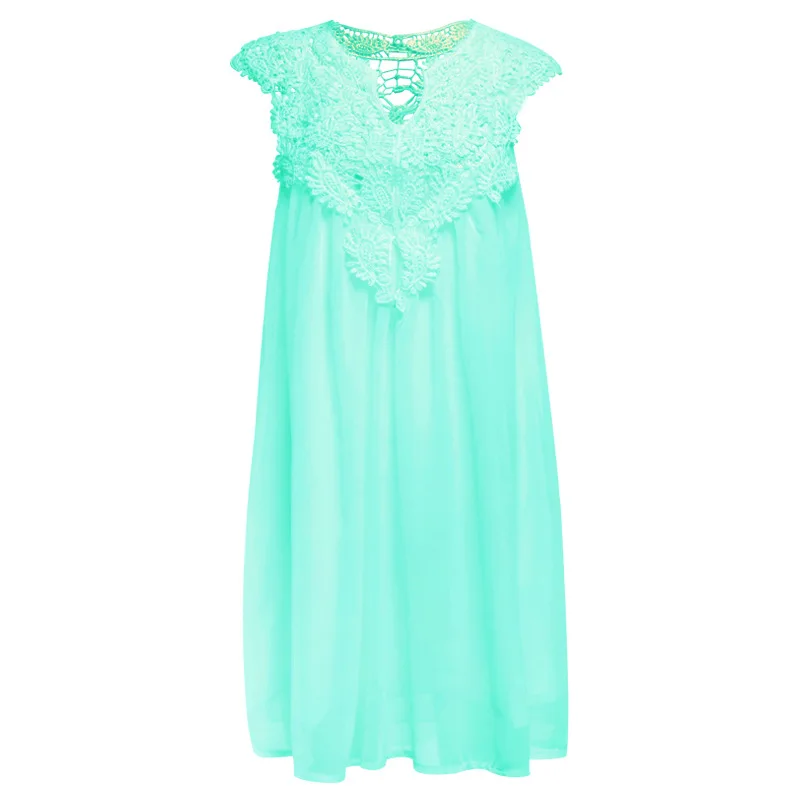 Women's 2019 Bohemia summer dress stitching loose sexy dress Short sleeved chiffon solid lace beach dress women dropshing LD162 13