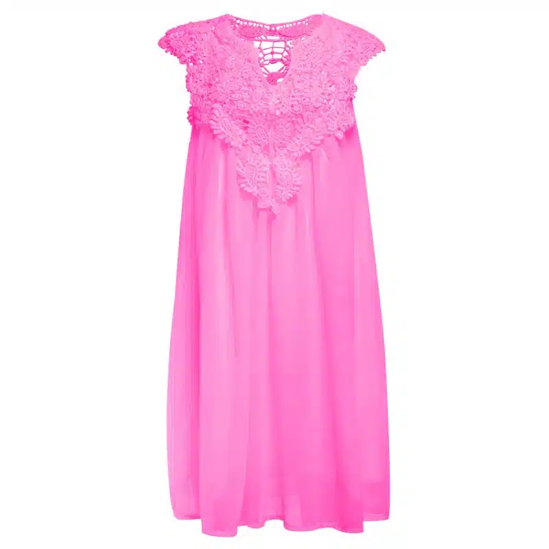 Women's 2019 Bohemia summer dress stitching loose sexy dress Short sleeved chiffon solid lace beach dress women dropshing LD162 15