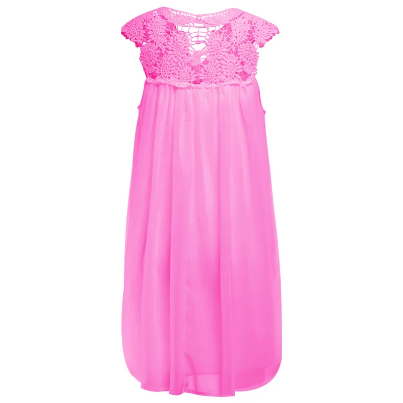 Women's 2019 Bohemia summer dress stitching loose sexy dress Short sleeved chiffon solid lace beach dress women dropshing LD162 16