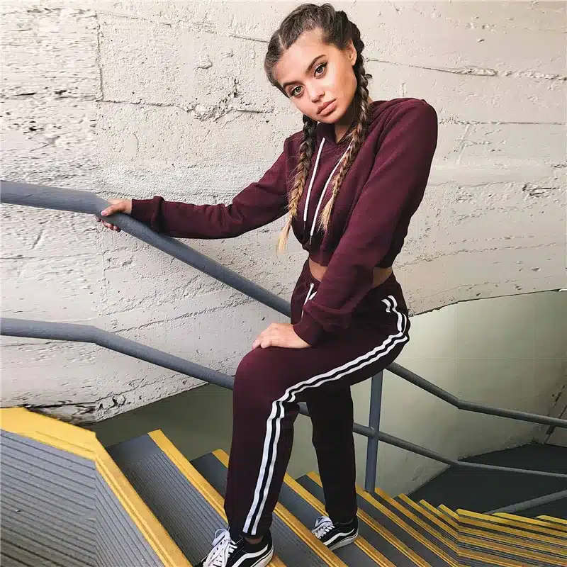 Women's Tracksuits 2 Piece Set Pink Crop Top And Pants Fashion 2018 Autumn Casual Lady Tumblr Long Sleeve Hoodies Pants Suit 15