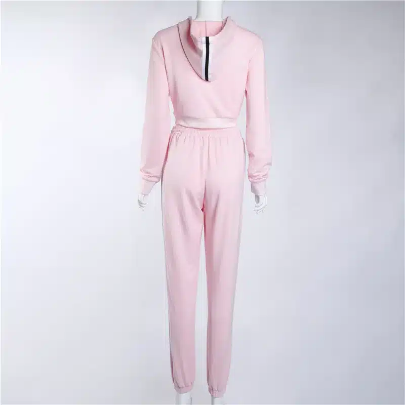 Women's Tracksuits 2 Piece Set Pink Crop Top And Pants Fashion 2018 Autumn Casual Lady Tumblr Long Sleeve Hoodies Pants Suit 27