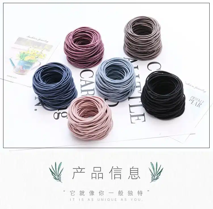 100 pcs/lot Simple nylon hair ring Disposable women girls elastic hair rubber bands accessories for children hair ties scrunchie 11