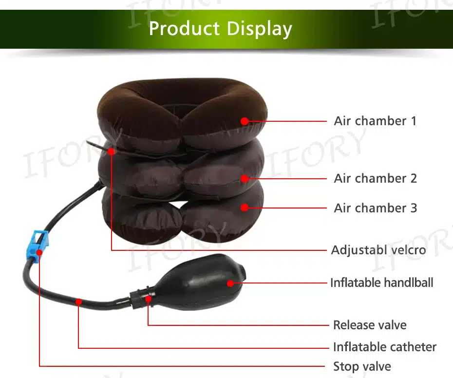 Ifory Health Care Inflatable Cervical Collar Traction Device Neck Stretcher Protector Vertebra Traction Massager Medical Care 16