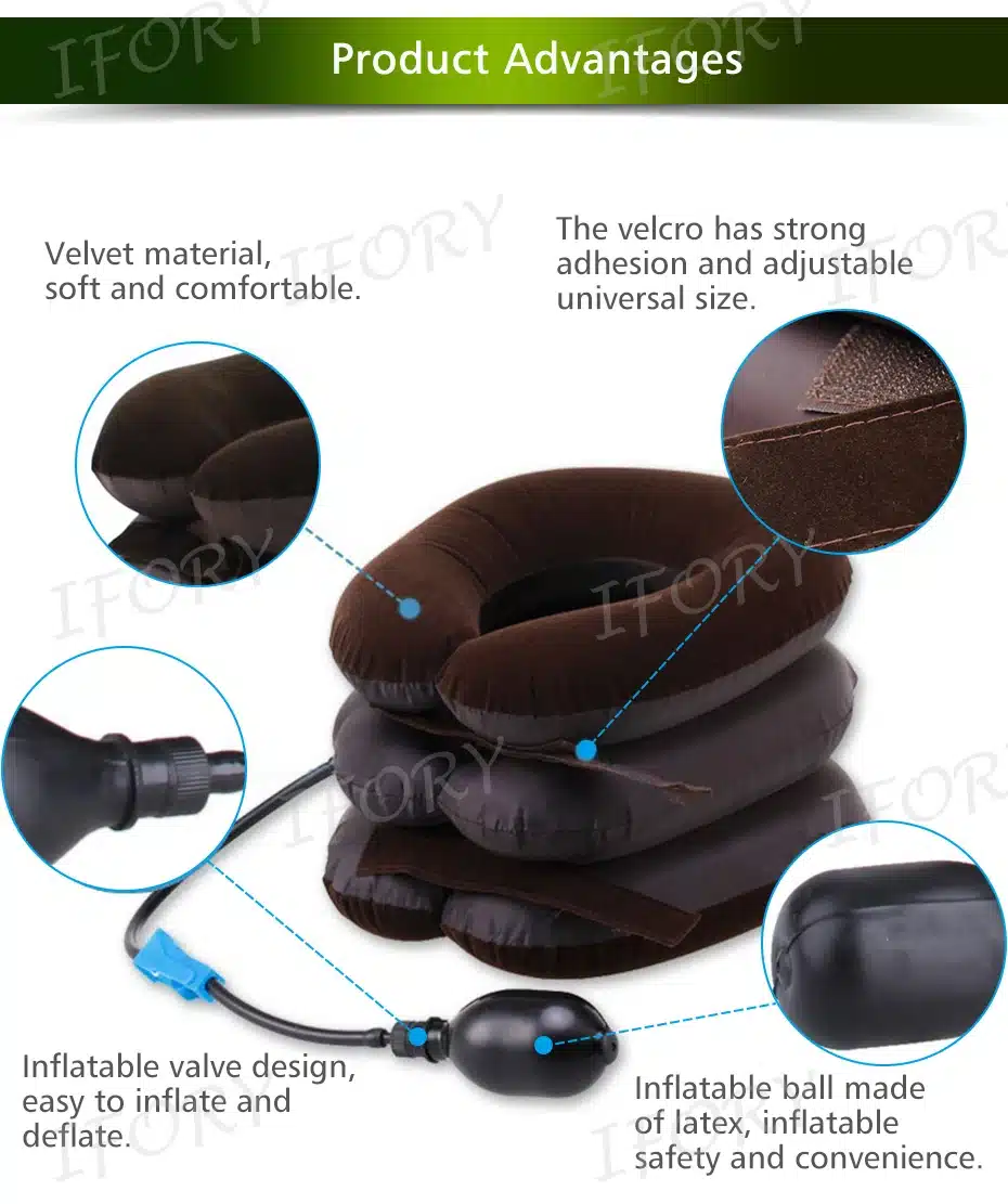 Ifory Health Care Inflatable Cervical Collar Traction Device Neck Stretcher Protector Vertebra Traction Massager Medical Care 17