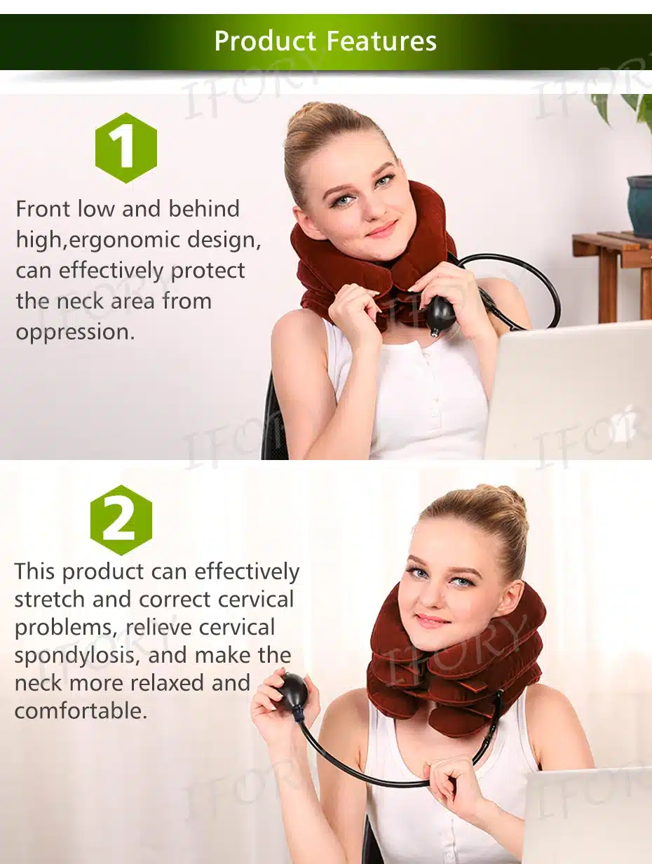 Ifory Health Care Inflatable Cervical Collar Traction Device Neck Stretcher Protector Vertebra Traction Massager Medical Care 18