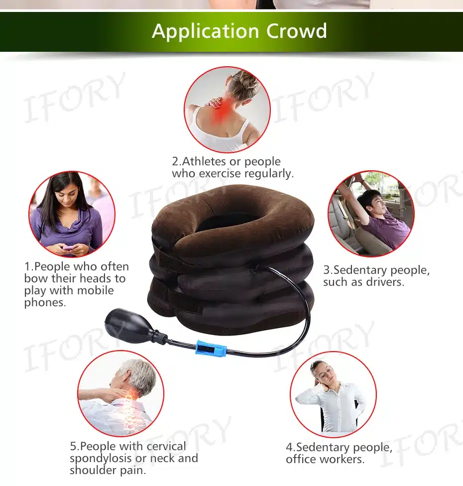 Ifory Health Care Inflatable Cervical Collar Traction Device Neck Stretcher Protector Vertebra Traction Massager Medical Care 19