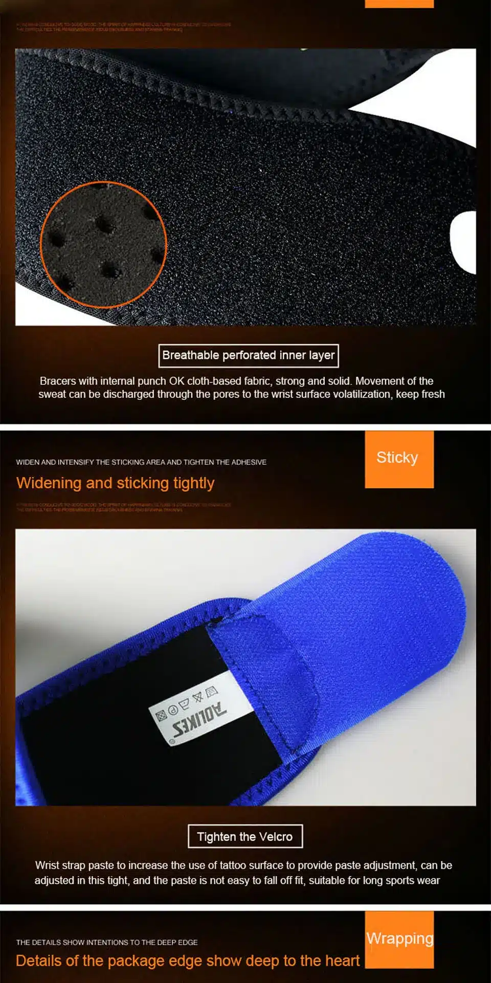 Aolikes 1Pcs Gym Wrist Band Sports Wristband New Wrist Brace Wrist Support Splint Fractures Carpal Tunnel Wristbands for Fitness 8