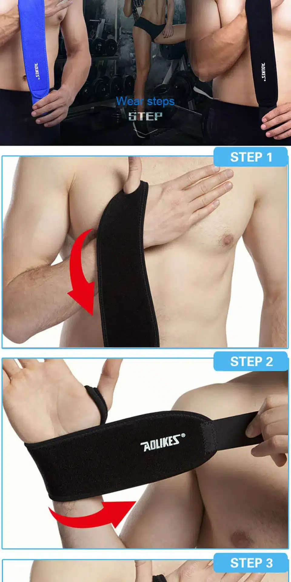 Aolikes 1Pcs Gym Wrist Band Sports Wristband New Wrist Brace Wrist Support Splint Fractures Carpal Tunnel Wristbands for Fitness 10