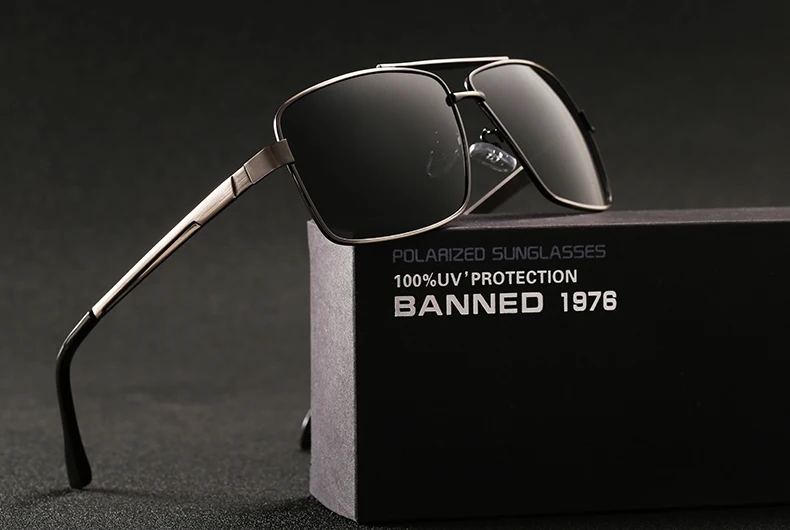 BANNED Fashion Sunglasses Men Polarized Sunglasses Men Driving Mirror Coating Points Black Frame Eyewear Male Sun Glasses UV400 10
