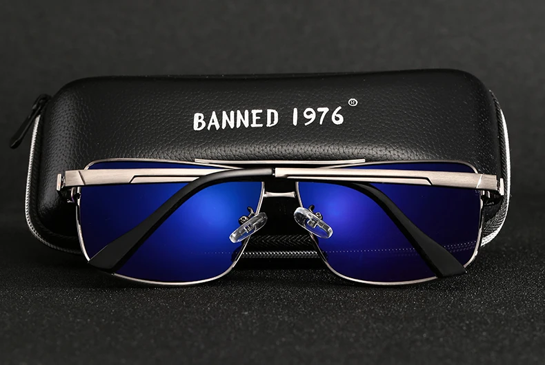 BANNED Fashion Sunglasses Men Polarized Sunglasses Men Driving Mirror Coating Points Black Frame Eyewear Male Sun Glasses UV400 12