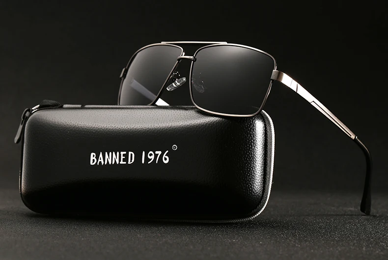 BANNED Fashion Sunglasses Men Polarized Sunglasses Men Driving Mirror Coating Points Black Frame Eyewear Male Sun Glasses UV400 13