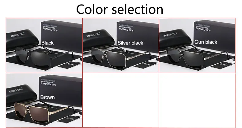 BANNED Fashion Sunglasses Men Polarized Sunglasses Men Driving Mirror Coating Points Black Frame Eyewear Male Sun Glasses UV400 18