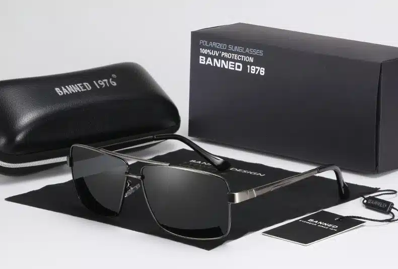BANNED Fashion Sunglasses Men Polarized Sunglasses Men Driving Mirror Coating Points Black Frame Eyewear Male Sun Glasses UV400 24