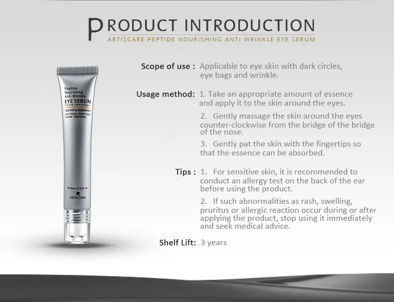 ARTISCARE Peptide Anti Wrinkles Eye Serum Roller Massager Eye Patches Skin Care Anti Puffiness Fine Lines Dark Circles Eye Cream 13