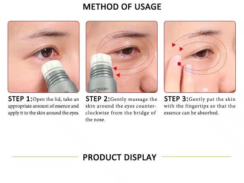 ARTISCARE Peptide Anti Wrinkles Eye Serum Roller Massager Eye Patches Skin Care Anti Puffiness Fine Lines Dark Circles Eye Cream 22