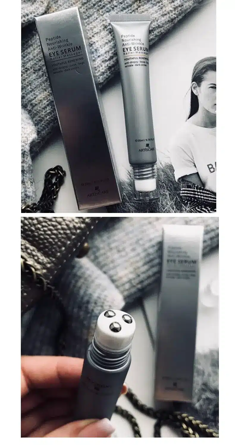 ARTISCARE Peptide Anti Wrinkles Eye Serum Roller Massager Eye Patches Skin Care Anti Puffiness Fine Lines Dark Circles Eye Cream 24